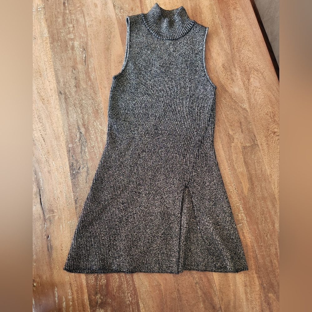 House Of Harlow 1960 Knit Set Sleeveless Mock Tunic & Flare Pants Blk & Gold S - Picture 13 of 16